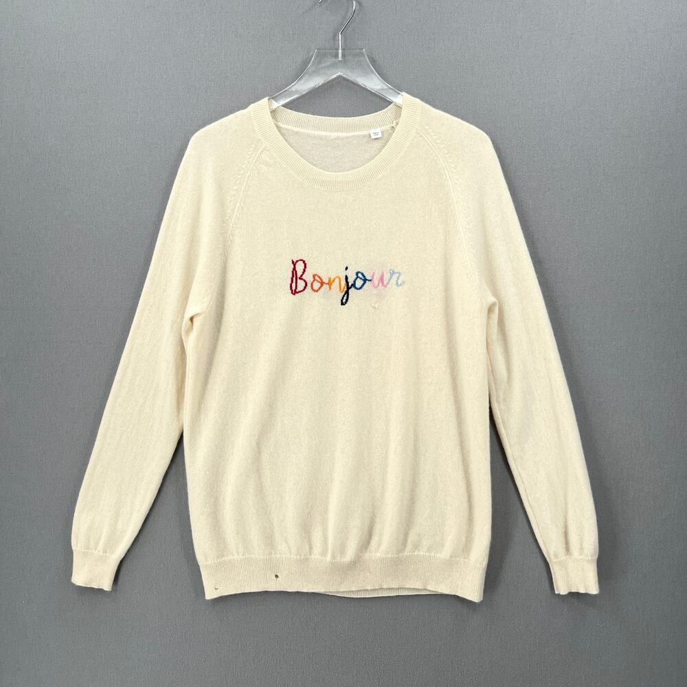CHINTI AND PARKER Bonjour Cashmere Sweater Womens Large Cream Crew Neck FLAWED - Picture 3 of 16